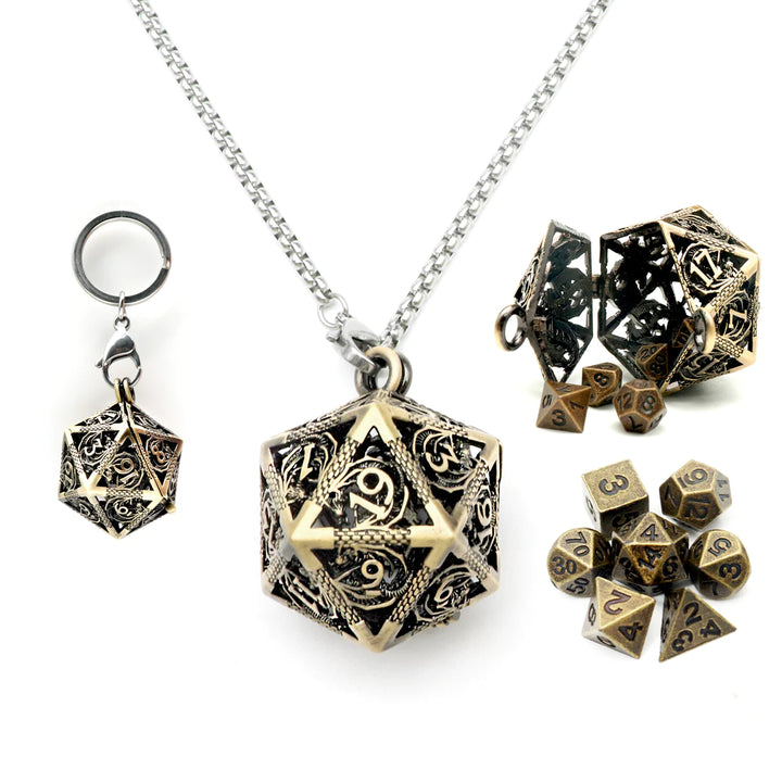 Hollow D20 with Micro Metal Set