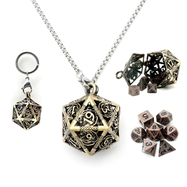 Hollow D20 with Micro Metal Set