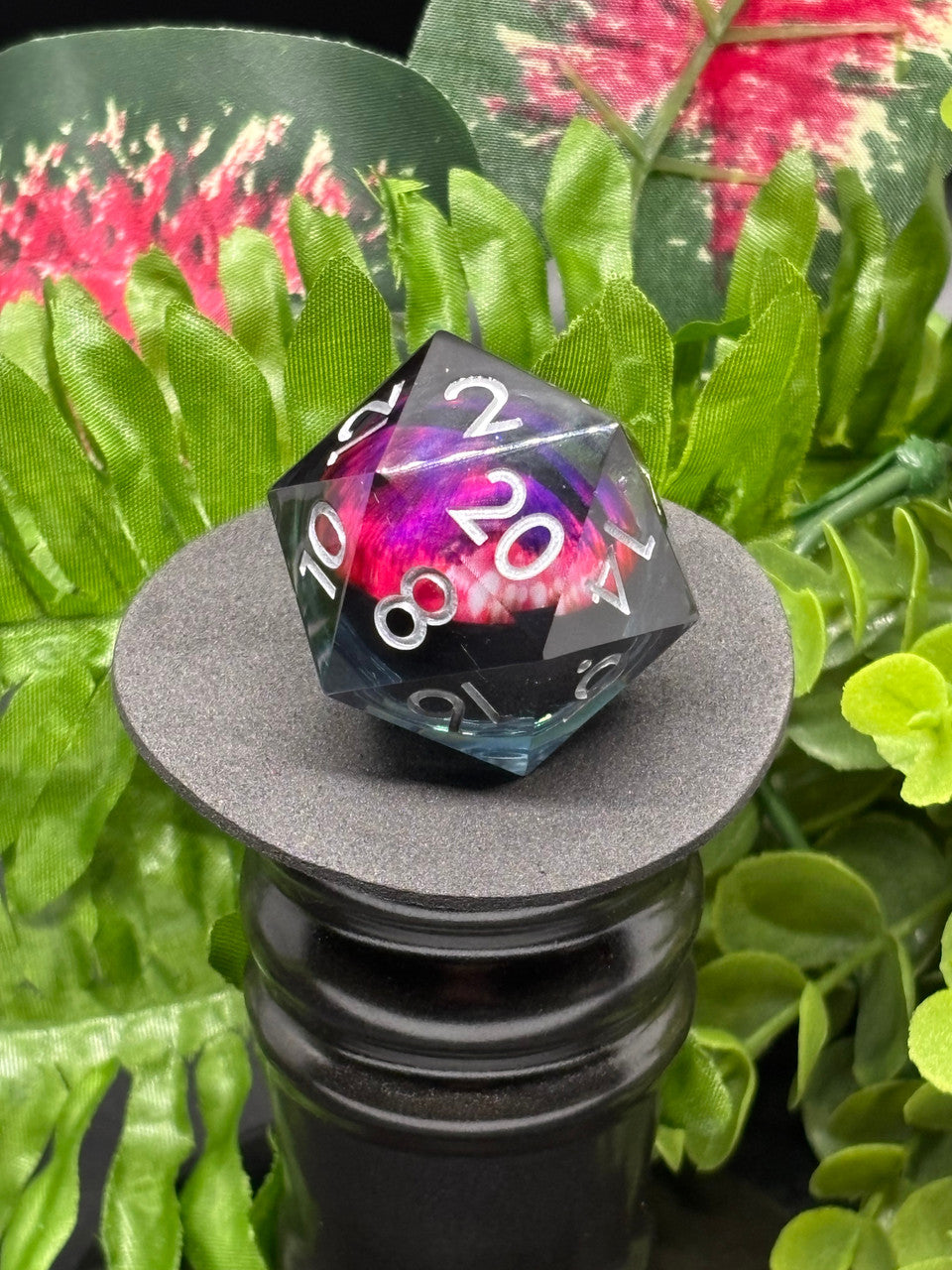 Purple pink with silver font