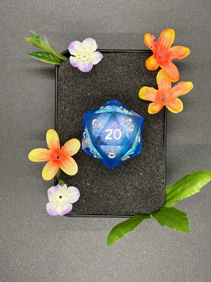 Blue with prismatic glitter