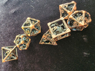 Beholder Hollow Metal Dice 7 pc Set Battleworn Copper