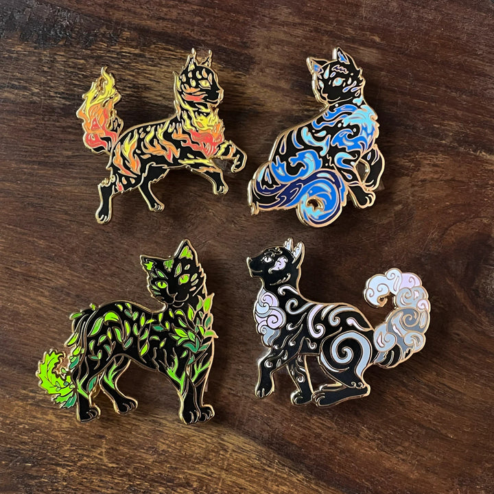 Elemental cats: fire, water, earth, air