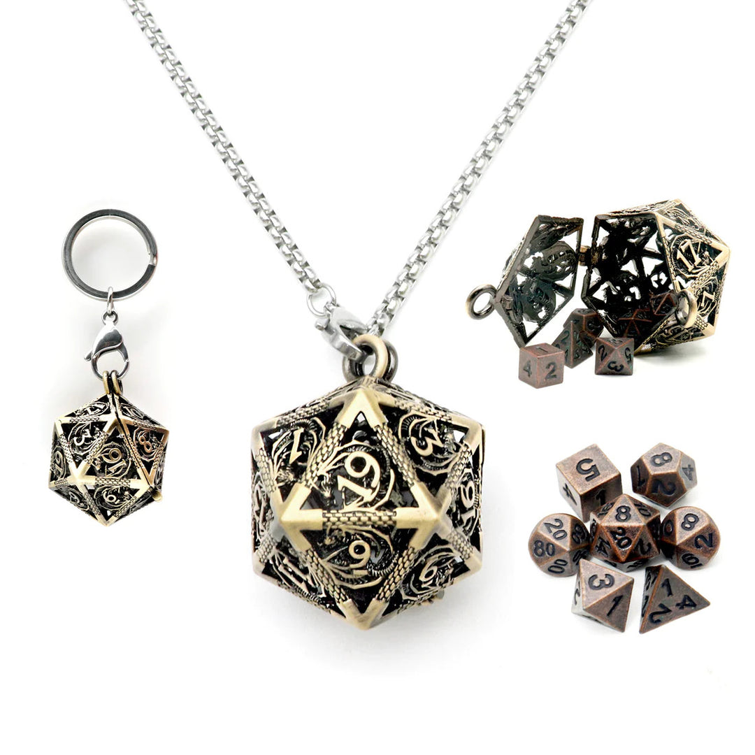 Hollow D20 with Micro Metal Set