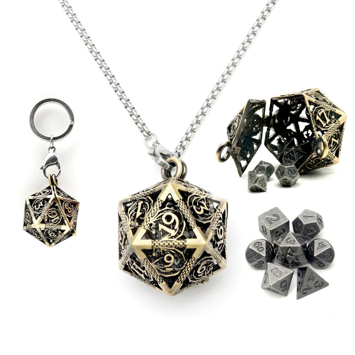 Hollow D20 with Micro Metal Set