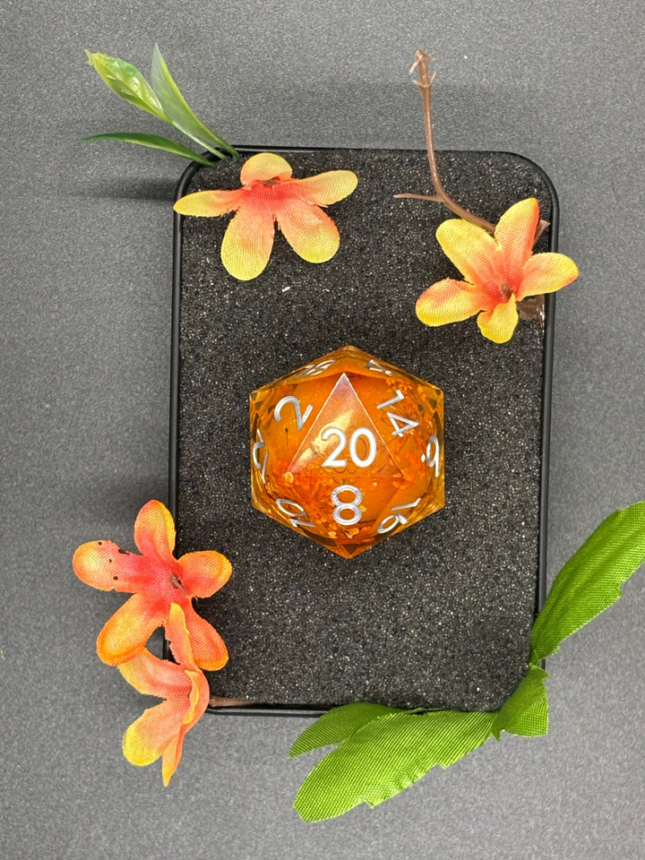 Orange with pressed flower