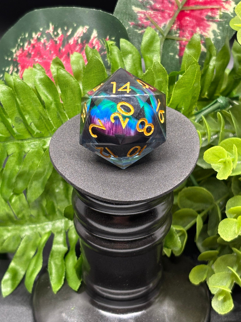 Peacock - Teal purple with gold font