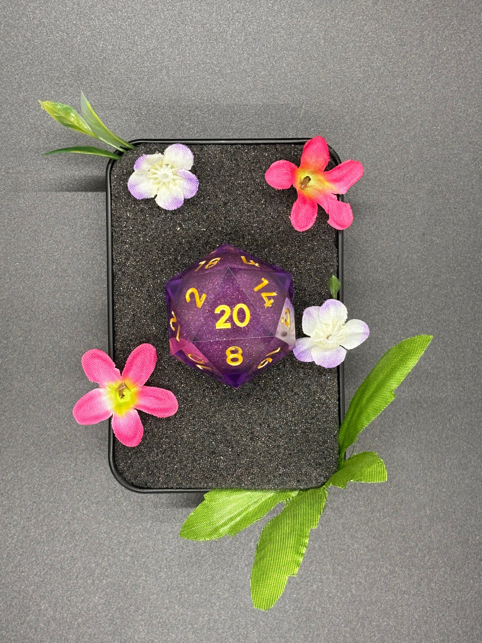 Purple with gold font