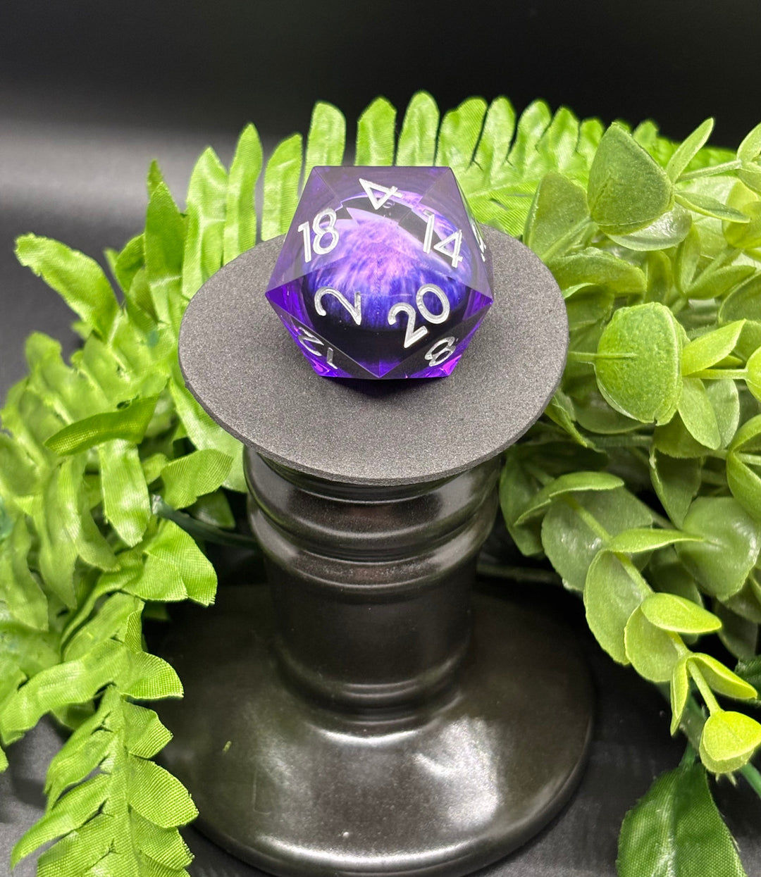 Purple with silver font