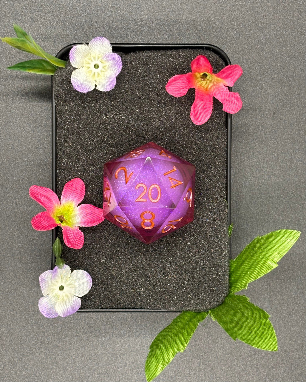 Purple with white glitter copper font