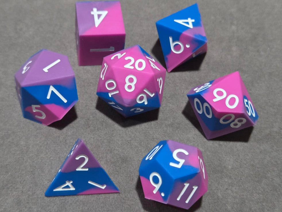 Silicone Dice Set Pink Blue Purple