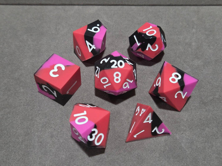 Silicone Dice Set Black Red Pink