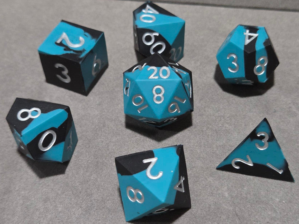 Silicone Dice Set Blue Black