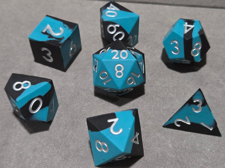 Silicone Dice Set Blue Black