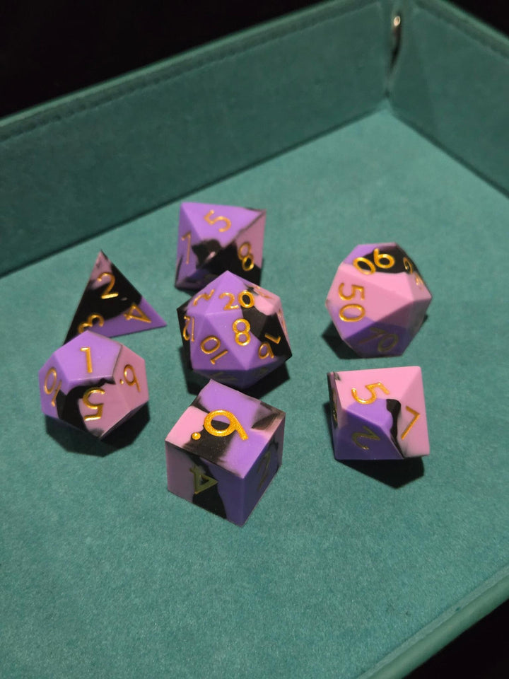 Silicone Dice Set Pink Purple Black