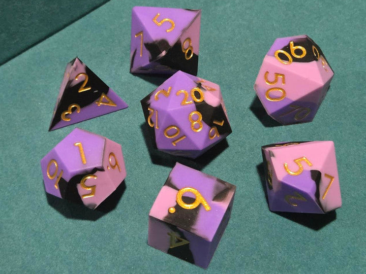 Silicone Dice Set Pink Purple Black