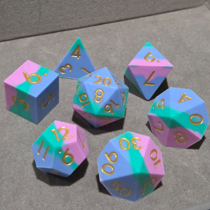 Silicone Dice Set Pink Green Blue