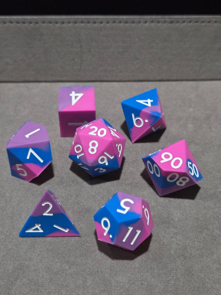 Silicone Dice Set Pink Blue Purple