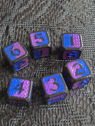 Metal D6 Set Purple Blue Scale