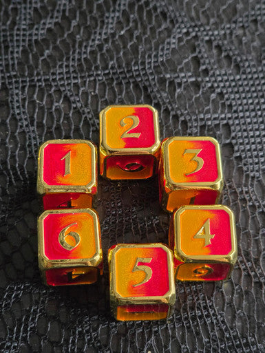 Metal D6 Set Red Orange
