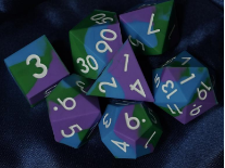 Silicone Dice Set Green Blue Purple