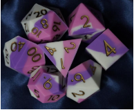 Silicone Dice Set White Pink Purple